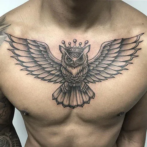 Owl Chest Tattoo