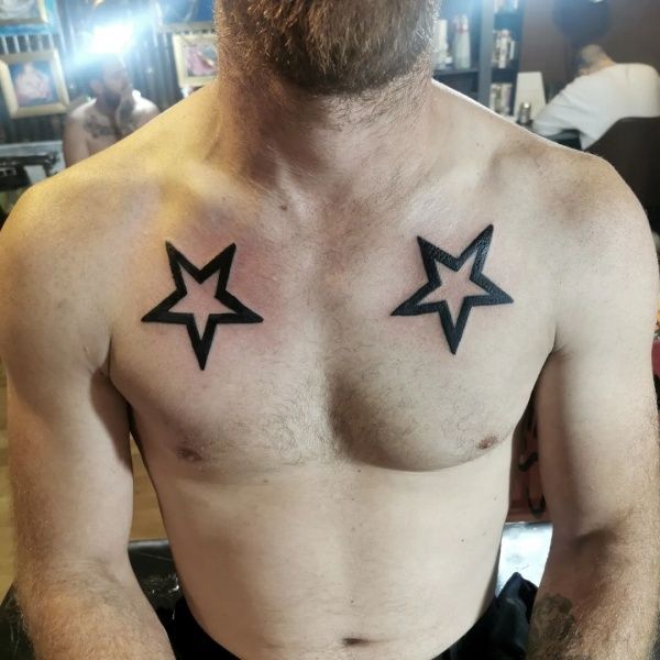 Stars Chest Tattoo