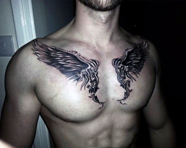 Collarbones Chest Tattoo