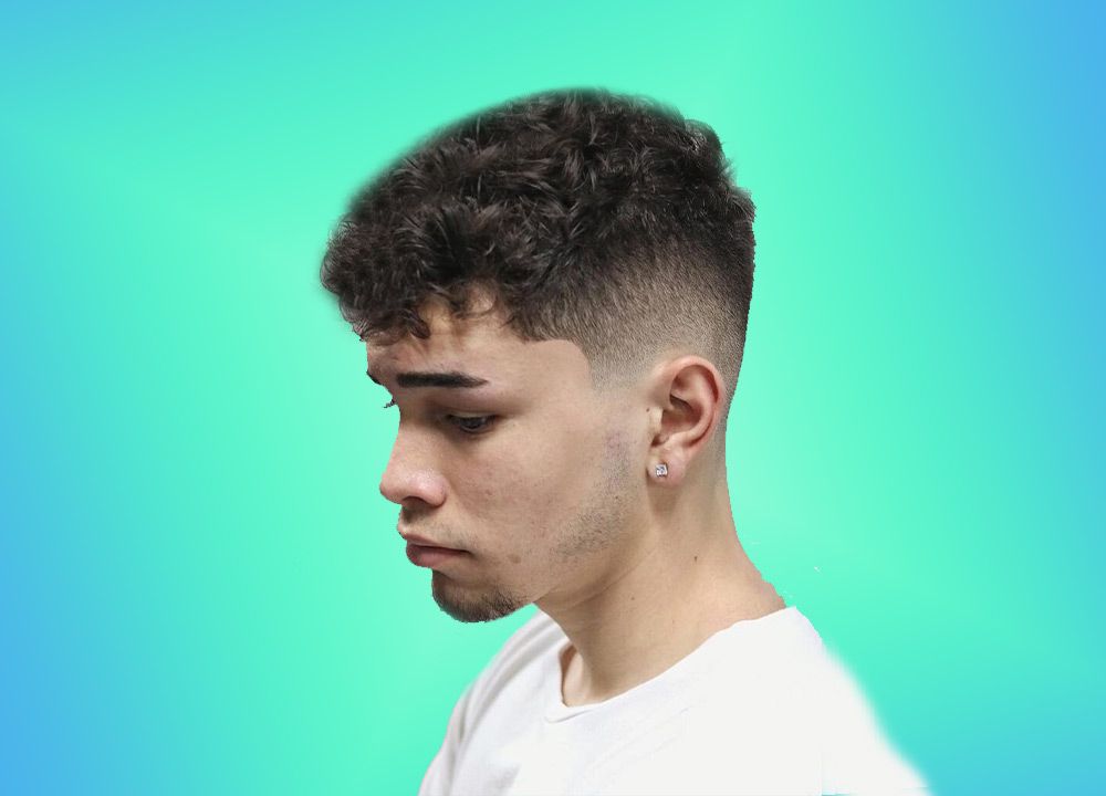 Curly Hair Fringe With Low Fade