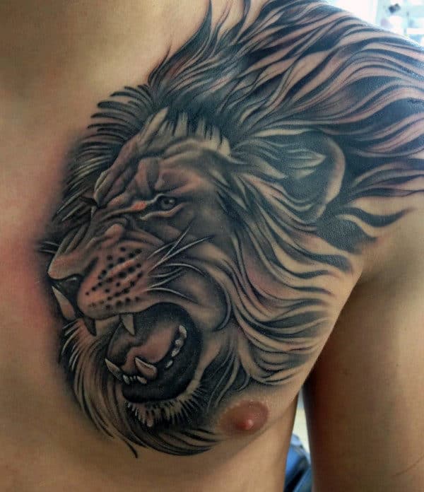 Lion Chest Tattoo