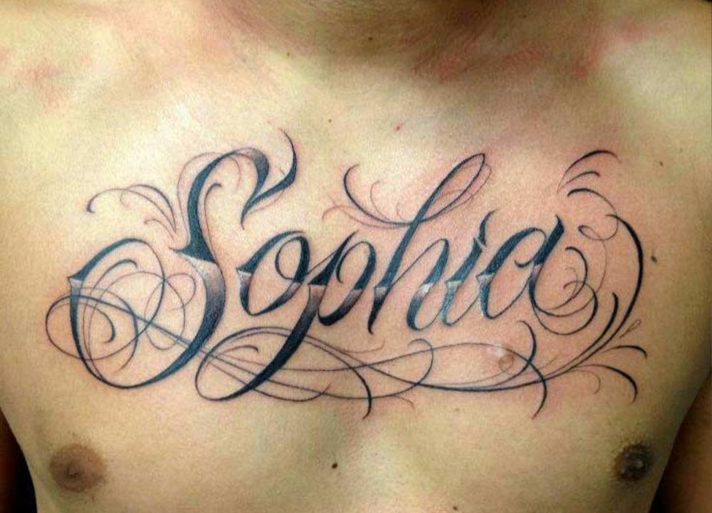 Name Chest Tattoo